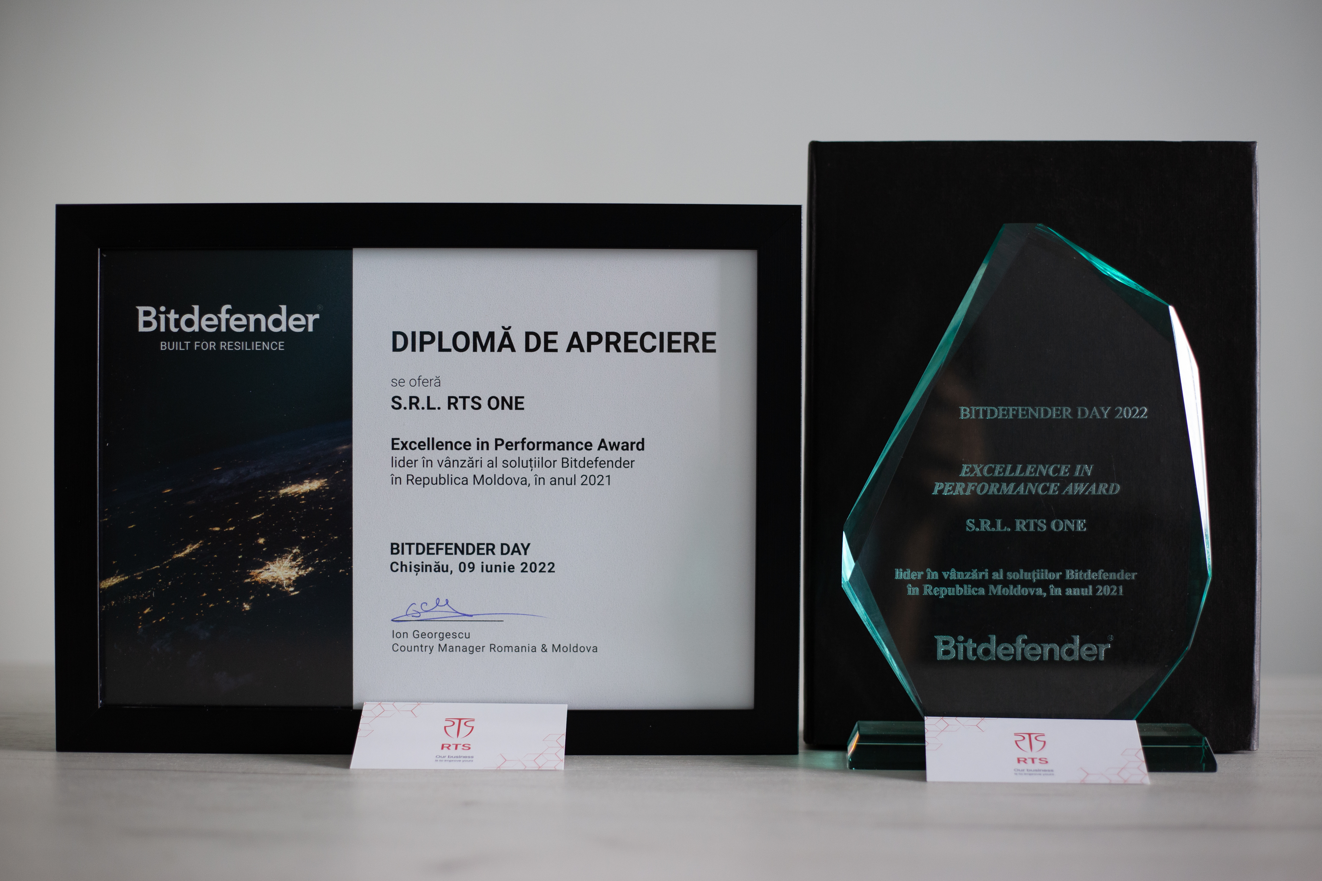 Compania RTS ONE menționată cu Diplomă de apreciere la evenimentul „Bitdefender Day”